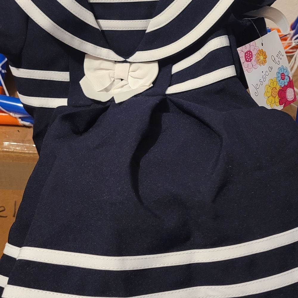 Navy and White Striped Dress